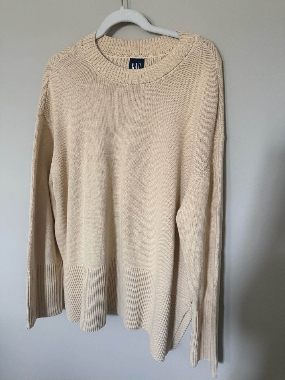 GAP 100% Cotton Cream Oversized Crewneck Sweater XL - Picture 2 of 6